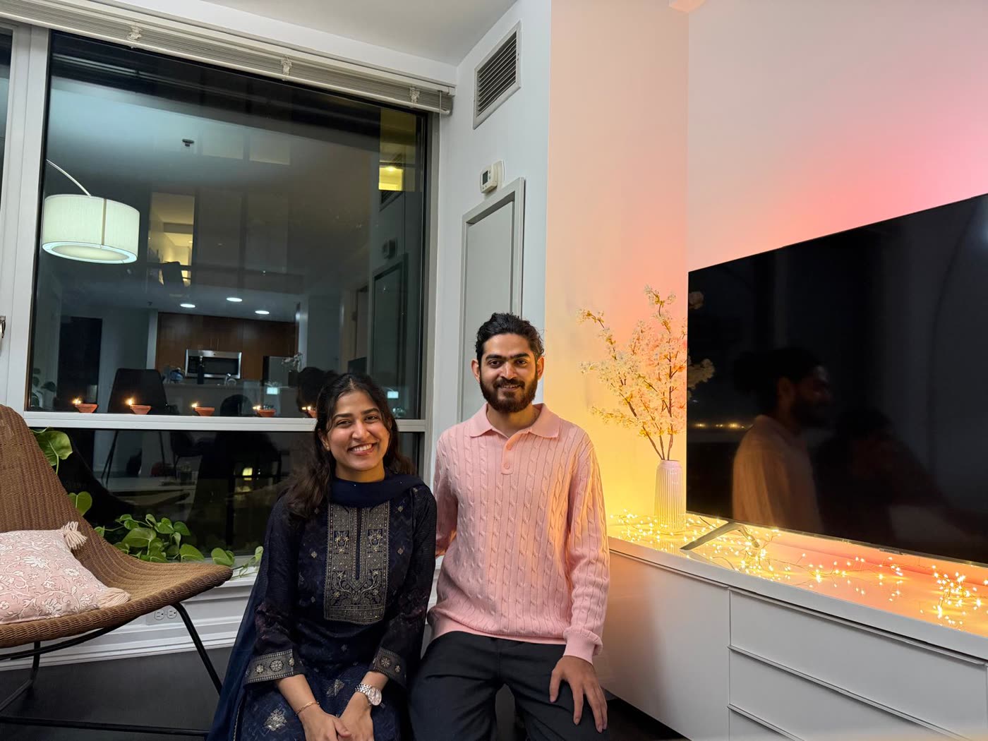Abirami and Prateek at home in the evening